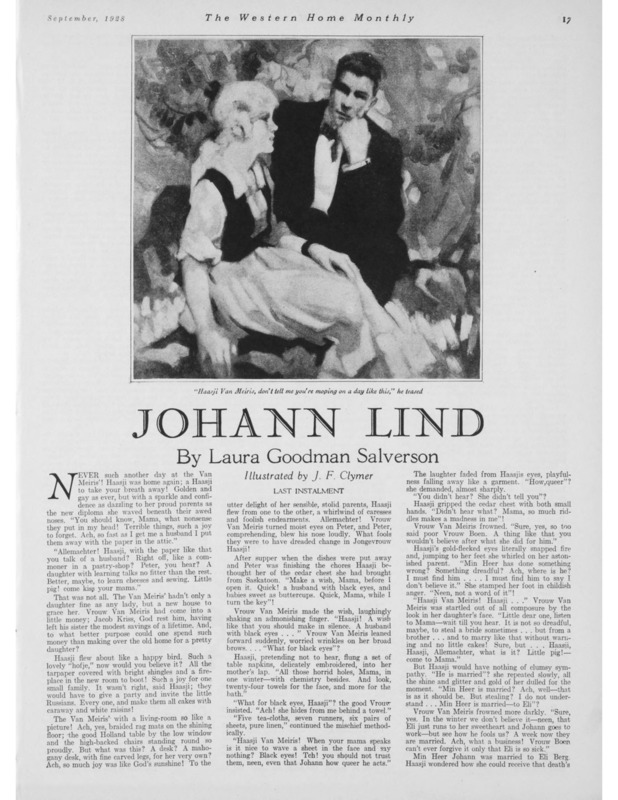 Seventh and final instalment of the serial novel "Johann Lind."